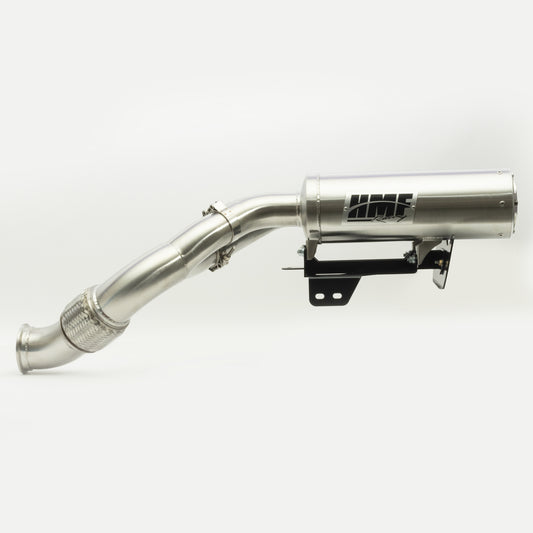 HMF Racing Titan SS Big Core Dual Turbo-Back Exhaust for Can-Am Maverick R, Stainless Steel with Billet end caps, main product photo
