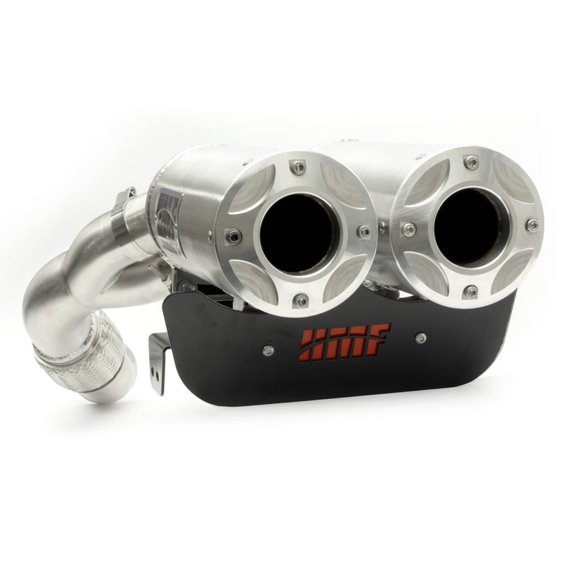 HMF Racing Titan SS Big Core Dual Turbo-Back Exhaust for Can-Am Maverick R, Stainless Steel with Billet end caps, photo 5