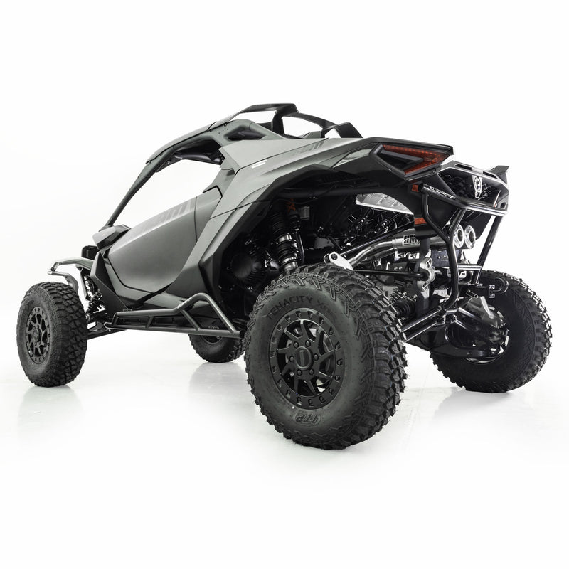 HMF Racing Titan SS Big Core Dual Turbo-Back Exhaust for Can-Am Maverick R, Stainless Steel with Billet end caps, photo 1