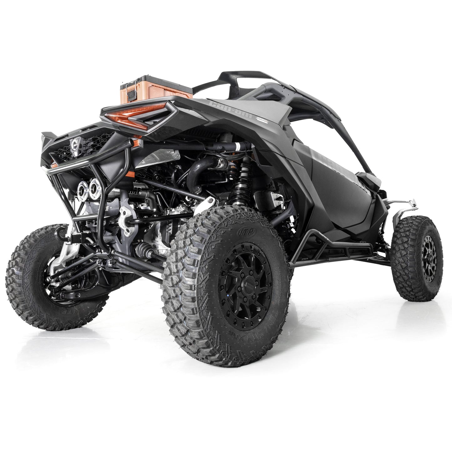 HMF Racing Titan SS Big Core Dual Turbo-Back Exhaust for Can-Am Maverick R, Stainless Steel with Billet end caps, photo 3