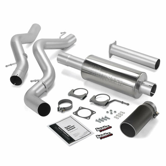 Banks Power Monster Exhaust System Single Exit Black Round Tip 02-05 Chevy 6.6L EC/CCLB Banks Power.