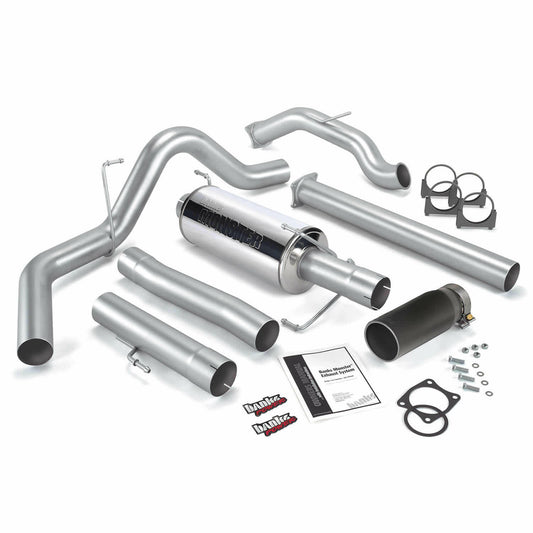 Banks Power Monster Exhaust System Single Exit Black Round Tip 03-04 Dodge 5.9 SCLB/CCSB W/Catalytic Converter Banks Power.