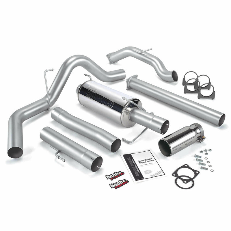 Banks Power Monster Exhaust System Single Exit Chrome Round Tip 03-04 Dodge 5.9L SCLB/CCSB W/Catalytic Converter Banks Power.