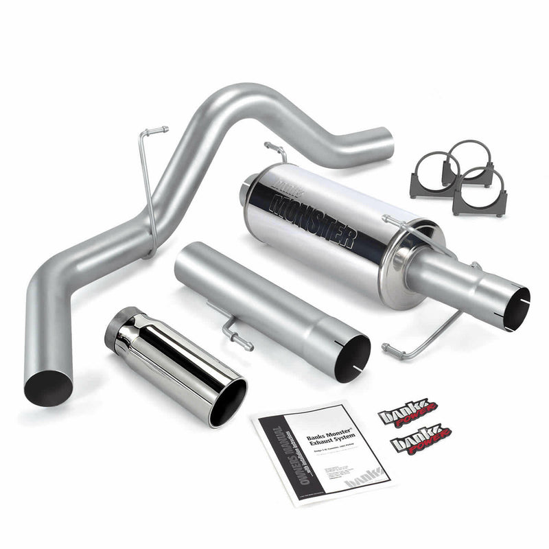 Banks Power Monster Exhaust System Single Exit Chrome Round Tip 04-07 Dodge 5.9L 325hp CCLB Banks Power