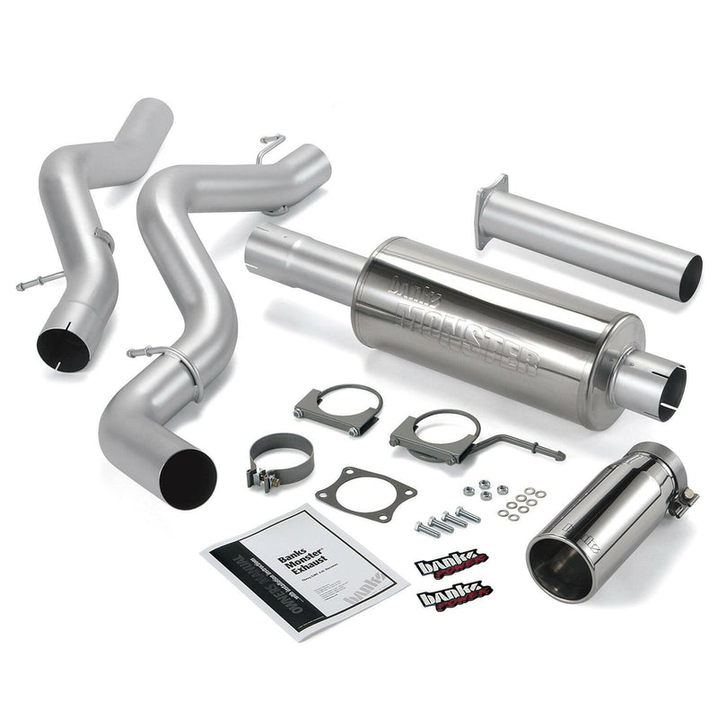 Banks Power Monster Exhaust System Single Exit Chrome Round Tip 06-07 Chevy 6.6L SCLB Banks Power.