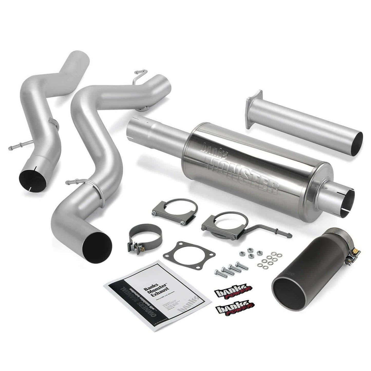 Banks Power Monster Exhaust System Single Exit Black Round Tip 06-07 Chevy 6.6L ECLB Banks Power