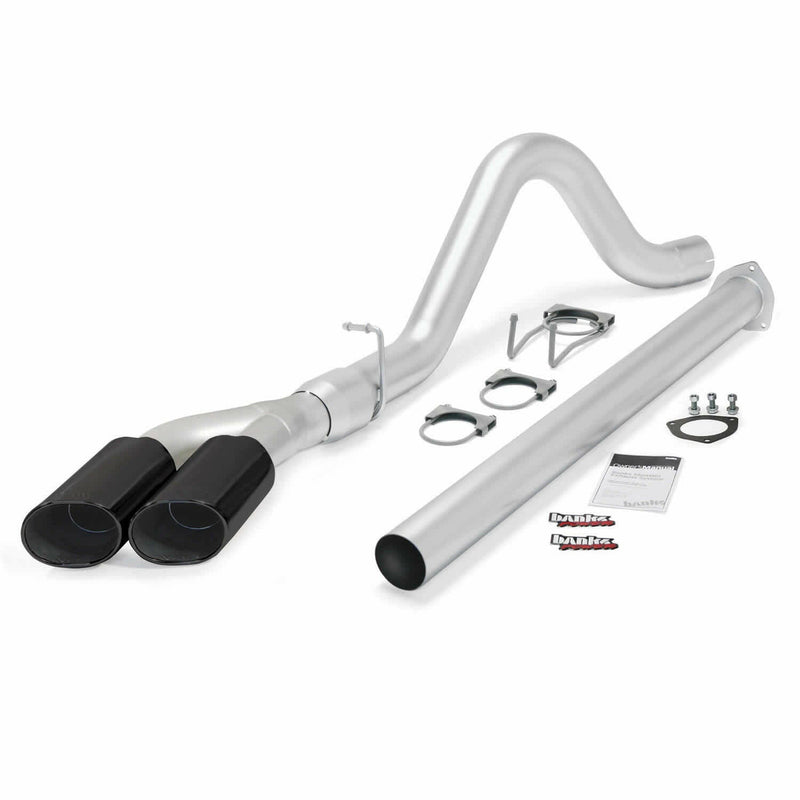 Banks Power Monster Exhaust System Single Exit DualBlack Ob Round Tips 15 Ford Super Duty 6.7L Diesel Banks Power